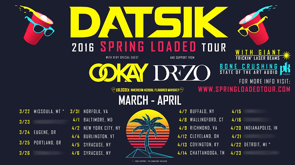 datsik's tweet image. Launching my 2016 #SpringLoadedTour w/my dawgs @Ookayx + @drezomusic! Lmtd cheap tix ($20) on sale tmrw @ 10am PST!