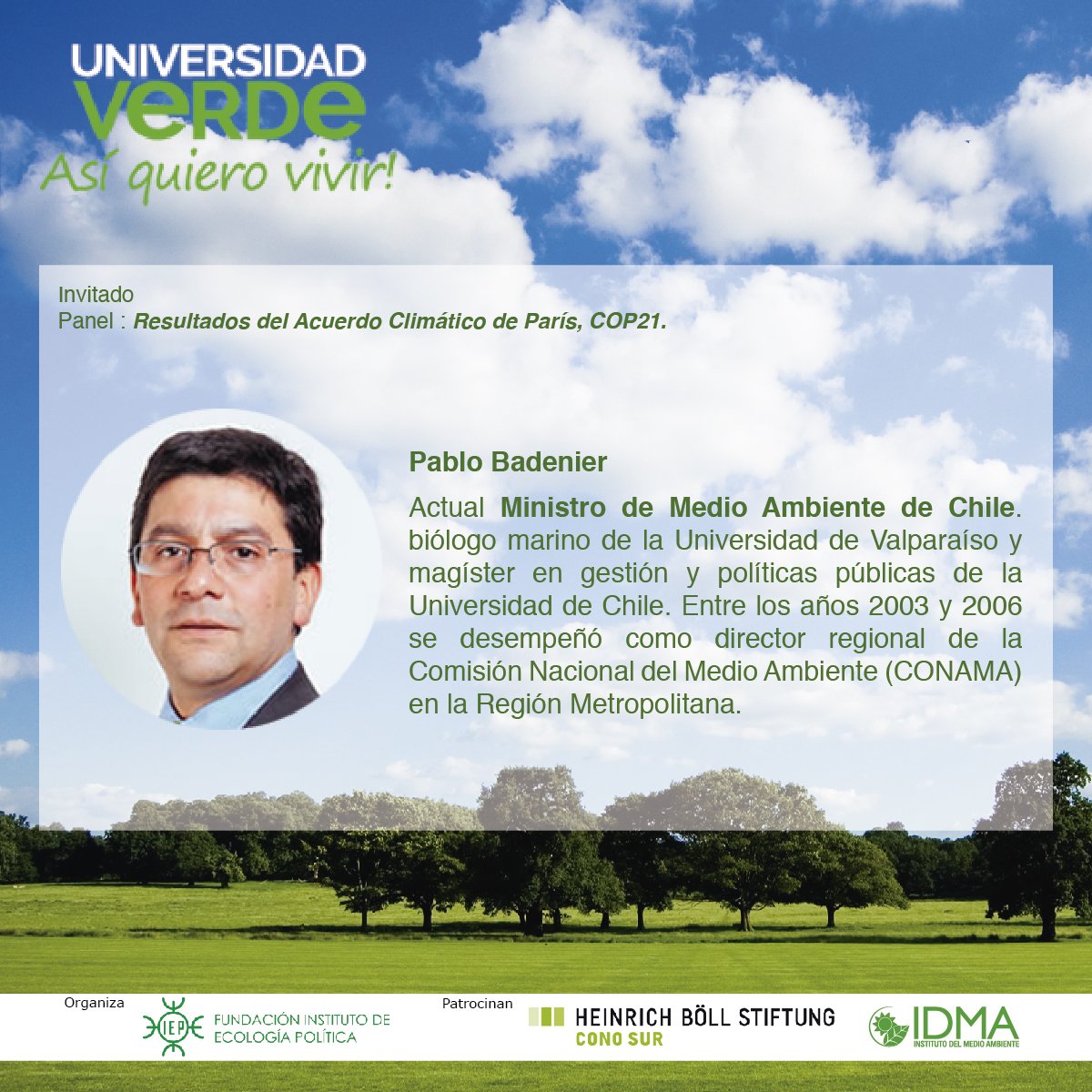 Uverdechile's tweet photo. 18:00hrs iniciamos la 6ta versión de #UniversidadVerde2016 Abren los destacados panelistas #AcuerdoClimatico https://t.co/95USz7UWS6