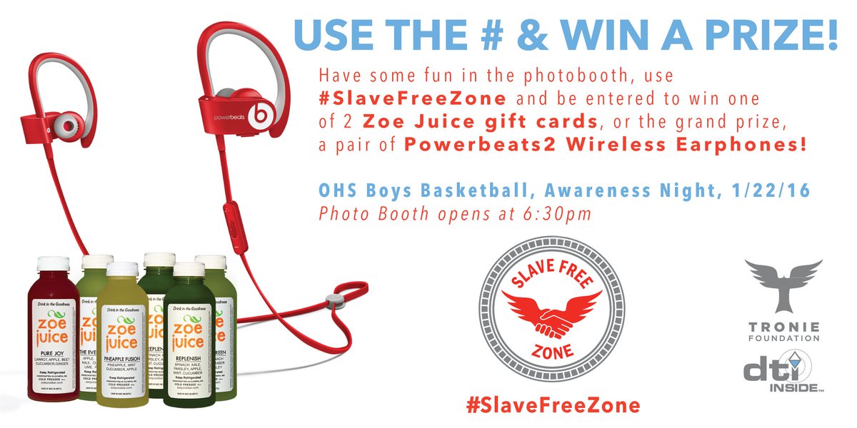 slavefreezone's tweet photo. 1/22/16, 6:30pm Freedom Night at OHS: Use #SlaveFreeZone at the game and WIN a prize PUT AN END 2 MODERN DAY SLAVERY https://t.co/Euk6P97ZRn