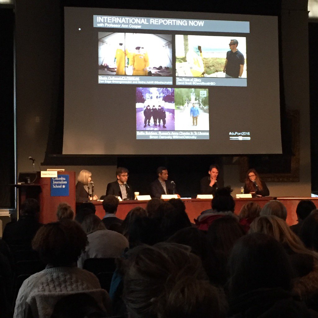 abiwrightny's tweet photo. International Reporting Now @mongoosedan @DavidScottHBO @SimonOstrovsky #dupont2016 @columbiajourn https://t.co/PfSnBGWwMG