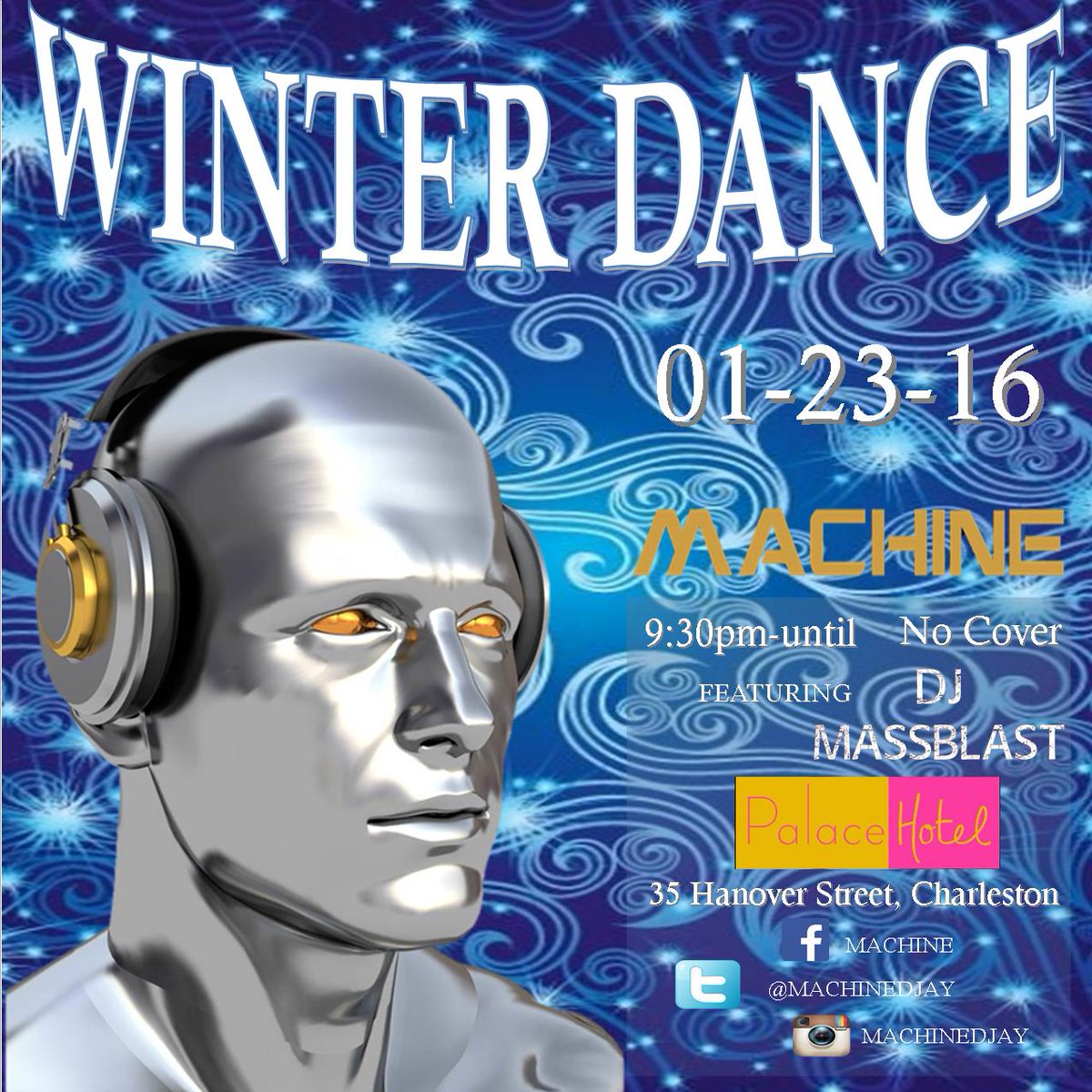 machinedjay's tweet photo. Warm up with Machine at the Winter Dance this Saturday. Palace Hotel, 35 Hanover Street. 9:30pm-until. No Cover. https://t.co/T9jzHEJJxS