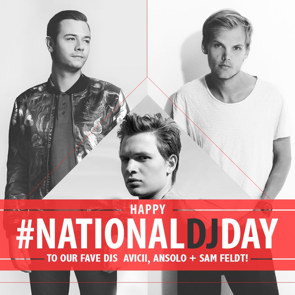 IslandRecords's tweet photo. 🙌 Celebrate #NationalDJDay by dancing with our favorites @SamFeldtMusic @Avicii and @Ansolo_Music 🙌 https://t.co/qWXwRv9gUa