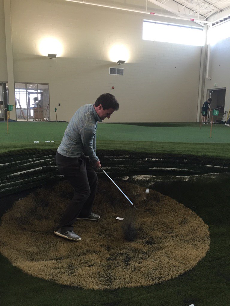 MSU_MGolf's tweet photo. @GarethLappin1 breaking in the new facility. #TheLasch #sodfacedbunkerslikehome https://t.co/LiXQz0bN4R
