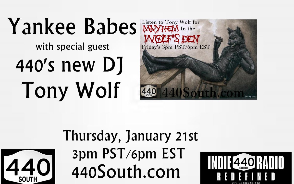 On Yankee Babes with @TempestHSky &amp; me tomorrow, special guest <a href="/WOLFGUARDIAN69/">Tony</a> on 440South.com