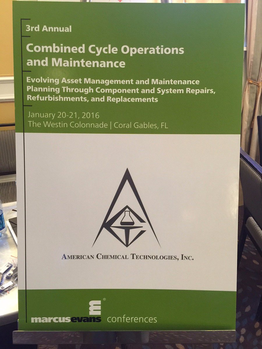 ACTLubricants's tweet photo. 3rd Annual Combined Cycle Operations and Maintenance 20-21 Jan 2016 
The Westin Colonnade Coral Gables, FL https://t.co/6bpn7npxnG
