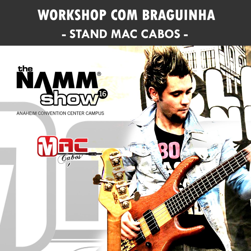 MacCabosOficial's tweet photo. Workshop com BRAGUINHA na NAMM SHOW 2016
STAND MAC CABOS https://t.co/yqMXnEwmeG