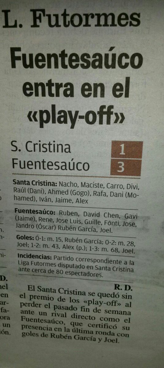 El resumen del partido de la Jornada disputado entre #SantaCristina vs <a href="/CD_Fuentesauco/">C.D.Fuentesauco</a> vía <a href="/opiniondezamora/">LA OPINIÓN DE ZAMORA</a>