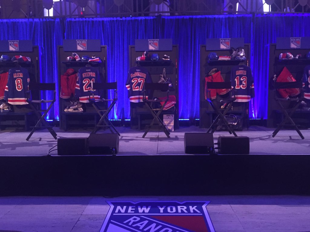 NYRangers's tweet photo. All set up for tonight's #NYRFanForum2016!! Make sure to add us on @Snapchat (nyrangers) for coverage all night! https://t.co/11GGzWD66V