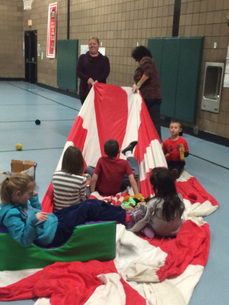 MissTomasek's tweet photo. Magic carpet ride in gym class! We love our Momma Cornish! #funtimes #gym https://t.co/I6i66AvIo7
