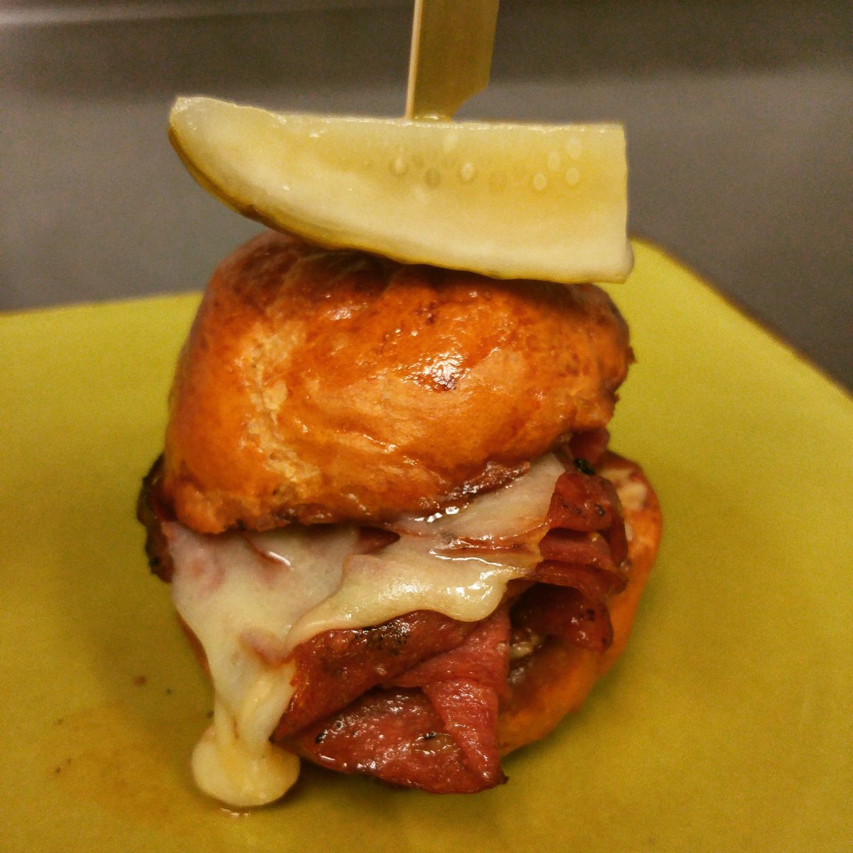 BourbonAndBaker's tweet photo. Introducing one of our new small plates! Fried Bologna Slider! https://t.co/zaLMeRyrDW
