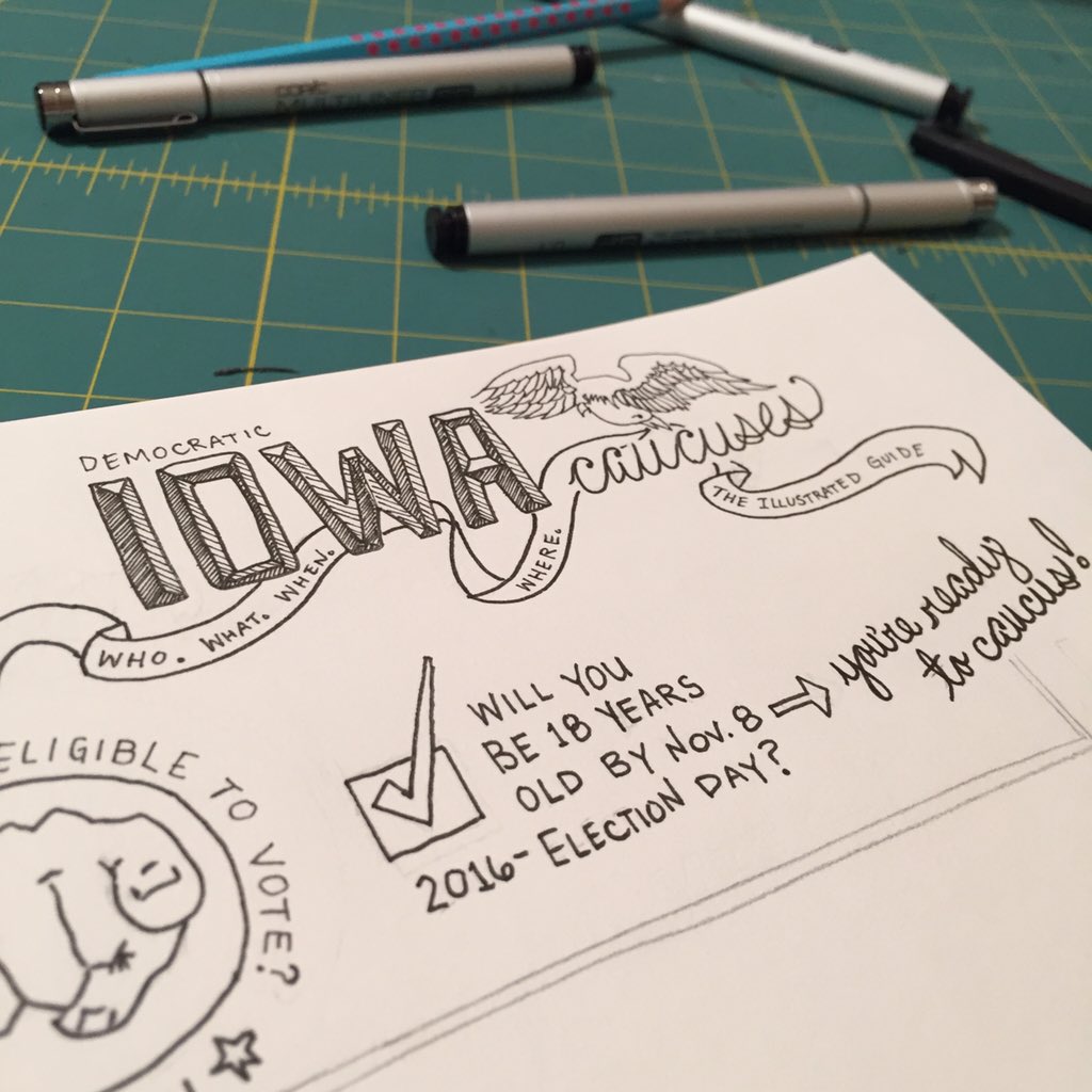 Working on a little something somethin'... #IowaCaucus #democrat #illustratedguide