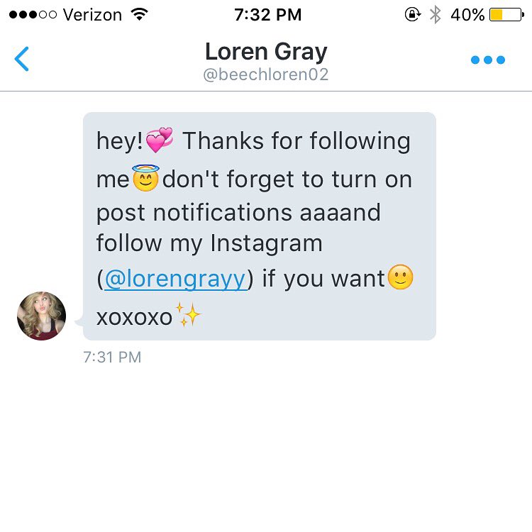 duhitzgigi's tweet photo. OMG @beechloren02 JUST MESSAGED ME 😍😝💕 https://t.co/X8o8AjGYDG