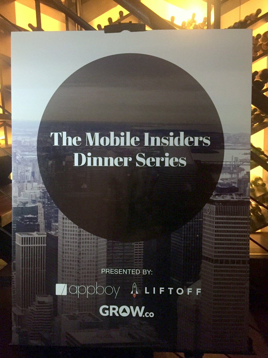 Braze's tweet photo. Excited to be co-hosting the Mobile Insiders Dinner tonight with @GrowCo and @Liftoffmobile! #appboylife #nyctech https://t.co/lZL0zLSLXz