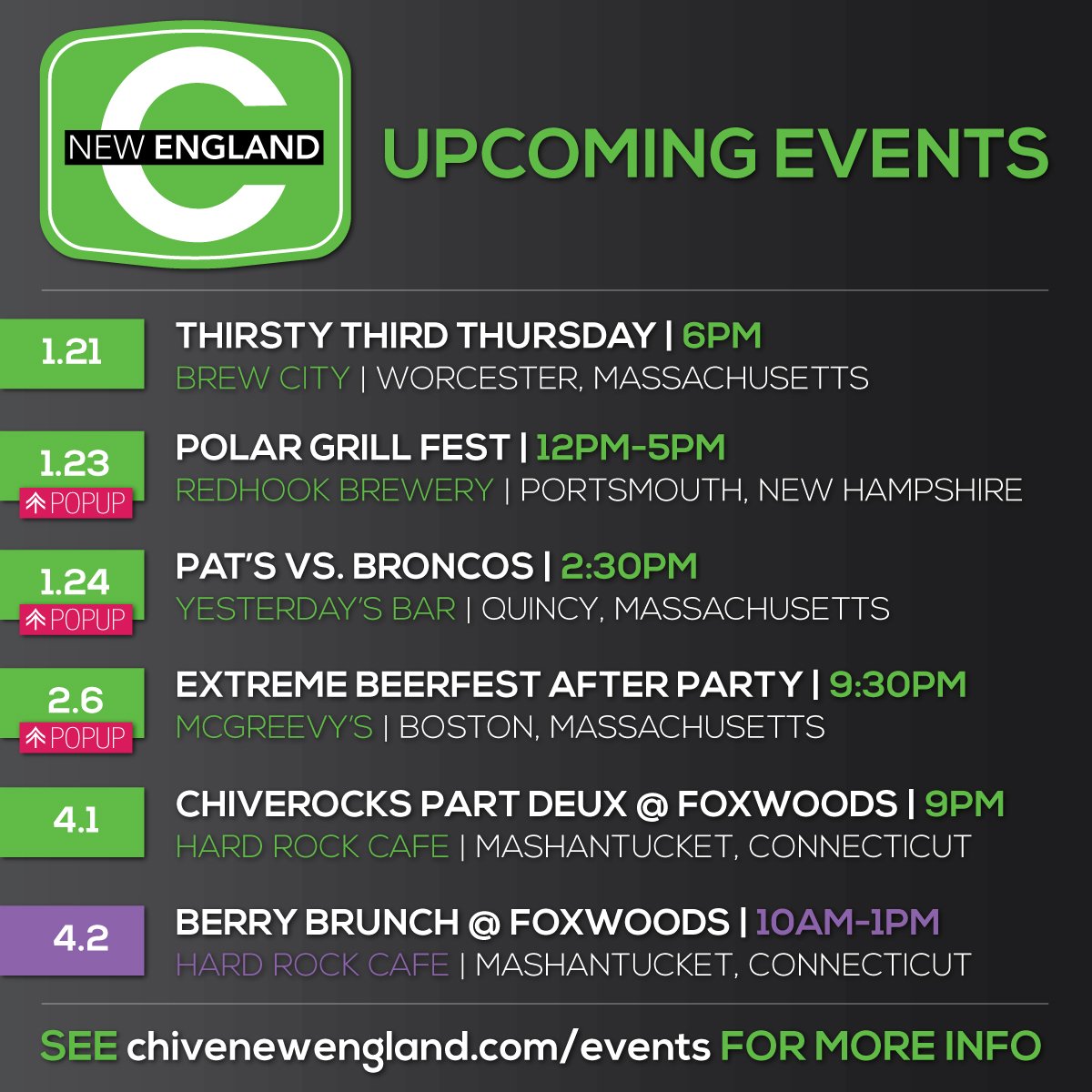 ChiveNewEngland's tweet image. #Upcoming meetups with @ChiveNewEngland. @ChiveNation @hrcfoxwoods @theCHIVE @theberry