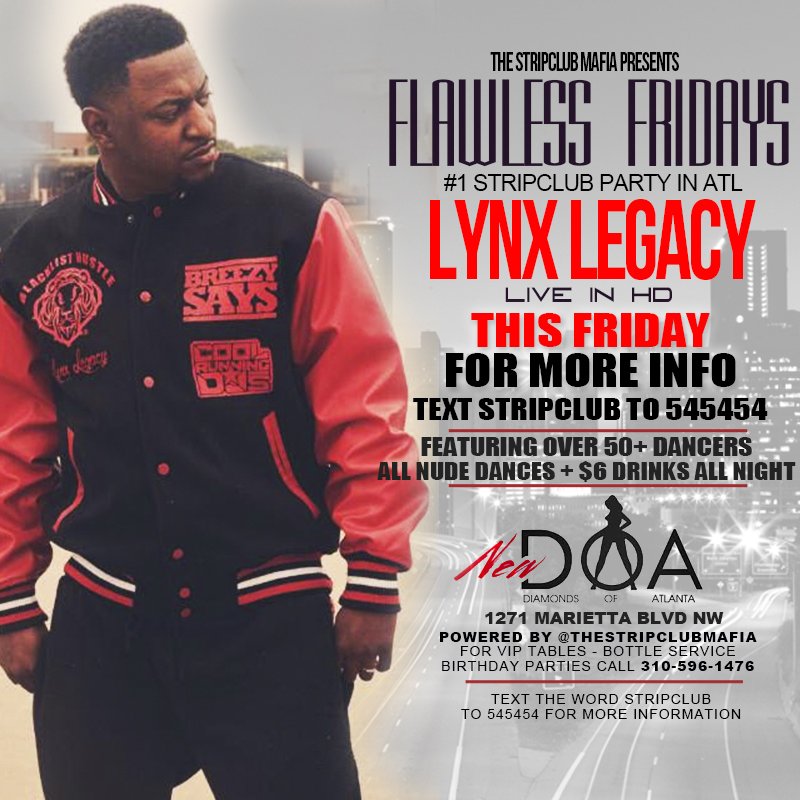 Special Host @Lynx_Legacy @ #DOA THIS FRIDAY @diamondsofatlanta via @bigpulu @blackseaworldwide
DM for Guestlist