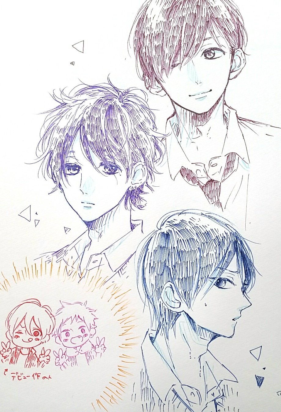 טוויטר 目黒あむ בטוויטר 数年ぶりに描くとなんか顔違うね3人組 上から奏也先輩 野木奈くん アキちゃん と おまけの佑とあたるくん アンケートありがとうございました T Co 6k0vzoxdce