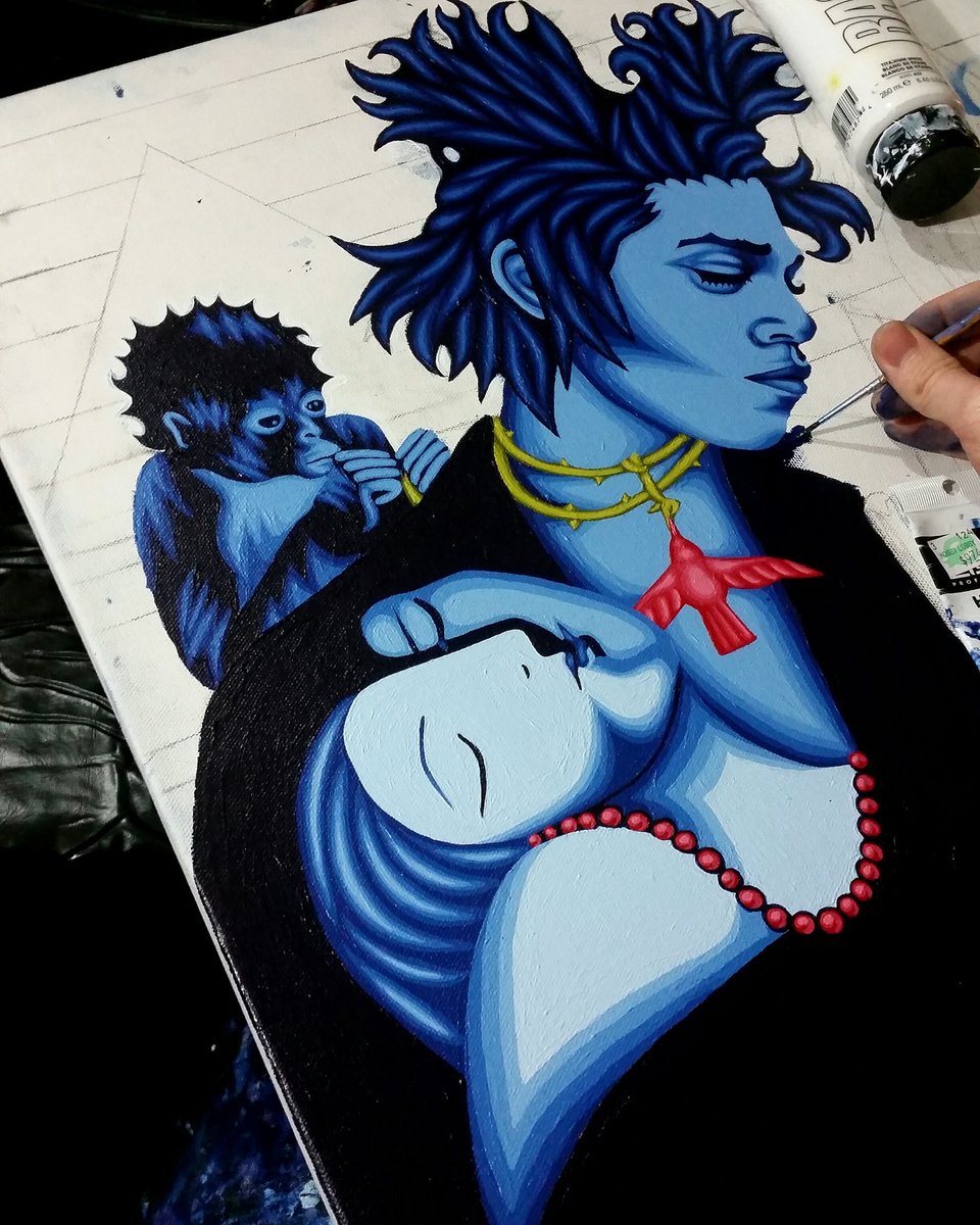 KevinRayBennett's tweet image. Basquiat + Kahlo + Picasso In my style. #arts #contemporaryart #fineart #Picasso  #painting #FridaKahlo  #Basquiat