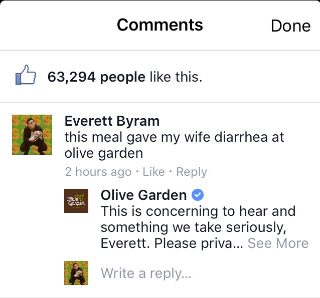 Everett Byram On Twitter Here At Olive Garden We Take Diarrhea