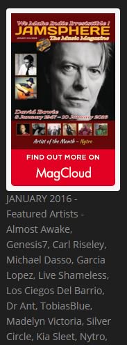 Honored and Humbled to be #featured in the same Edition that has #DavidBowie on Cover. Big Thank you! <a href="/Jamsphere/">Jamsphere Magazine</a>