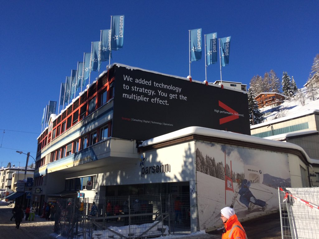 RiemenspergerF's tweet photo. Accenture in Davos. The hop topic: Platform economy #WEF16 #accenture #acatech https://t.co/UZ9w6zxo1O