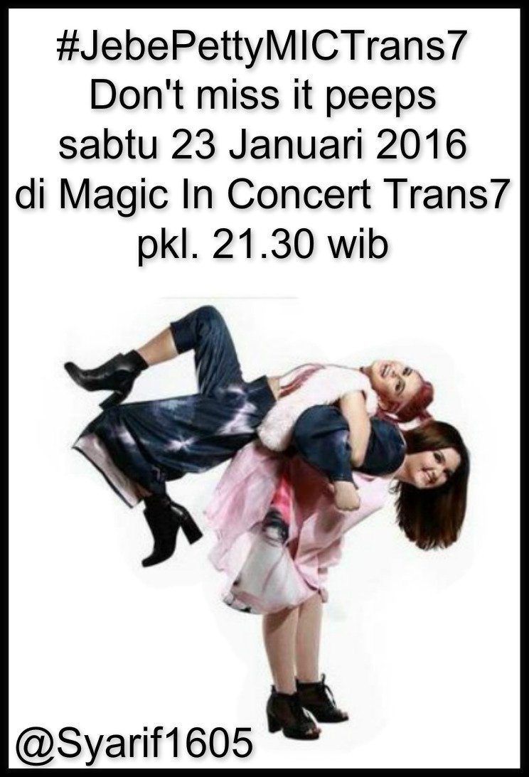 Don't miss it peeps <a href="/JEPEofficial/">JeBe & Petty</a> @iamjebe <a href="/PatreciaLaresa/">Patrecia Sarah</a> @ Magic in concert <a href="/TRANS7/">TRANS7</a> #JebePettyMICTrans7