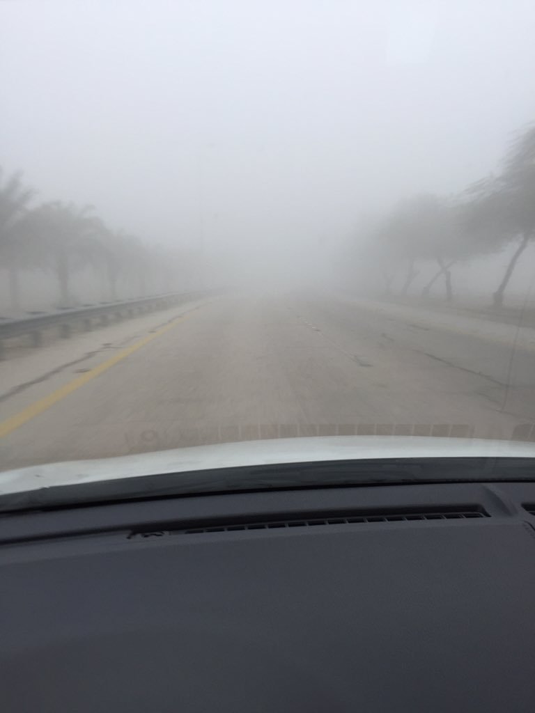 TAlnsr's tweet photo. I can't drive #fog #Bahrain https://t.co/me4LJ07JVT