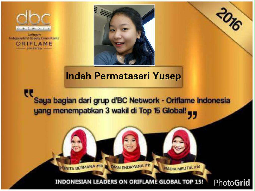 IndahPsY's tweet photo. Saya Indah Ps. Yusep bagian dari grup d'BC Network - Oriflame Indonesia yang menempatkan 3 wakil di Top 15 Global! https://t.co/9iZhbu16oU