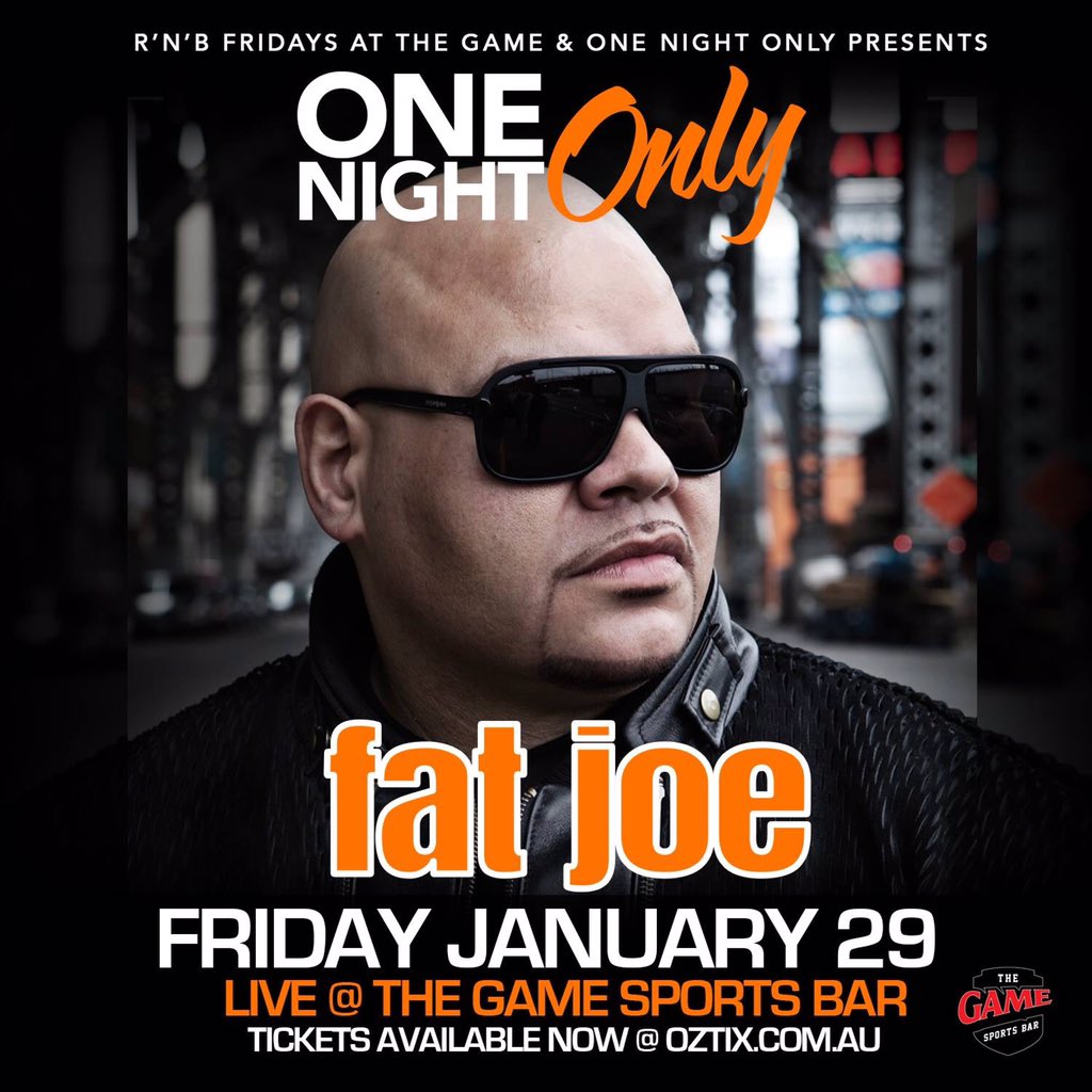 LAUNCH_HIPHOP's tweet photo. FAT JOE * FRI, 29 JAN * THE GAME SPORTSBAR * PERTH * https://t.co/TRZGjBpXt5 @fatjoe #rnb #fatjoe #hiphop #perth #oz https://t.co/uScOVOJ7pv