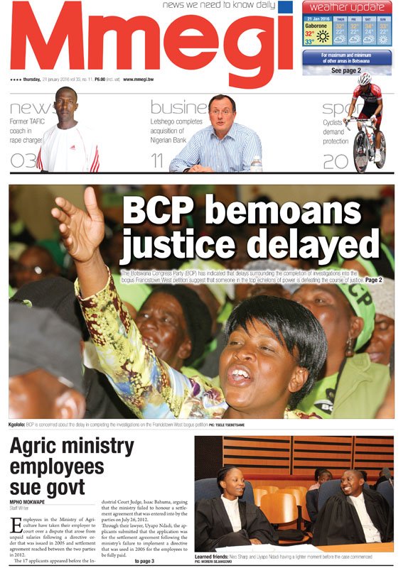 MmegiOnline's tweet image. #Frontpage #ThursdayPaper BCP bemoans justice delayed
