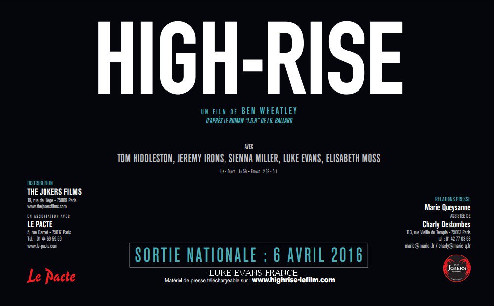 #HighRise #LukeEvans #Luketeers #sortienationale