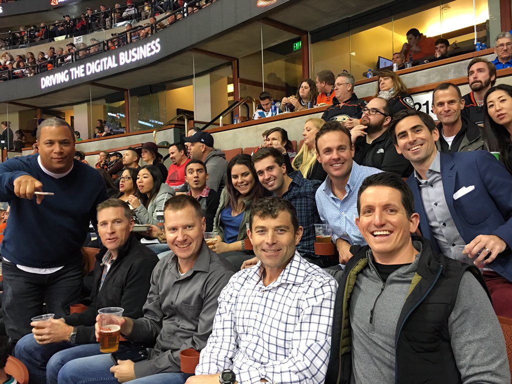 KurtAngier's tweet photo. @alteryx team bonding night at the Ducks vs. Wild game #AlteryxSKO16 #WorkFamily https://t.co/60GUeS3CO8