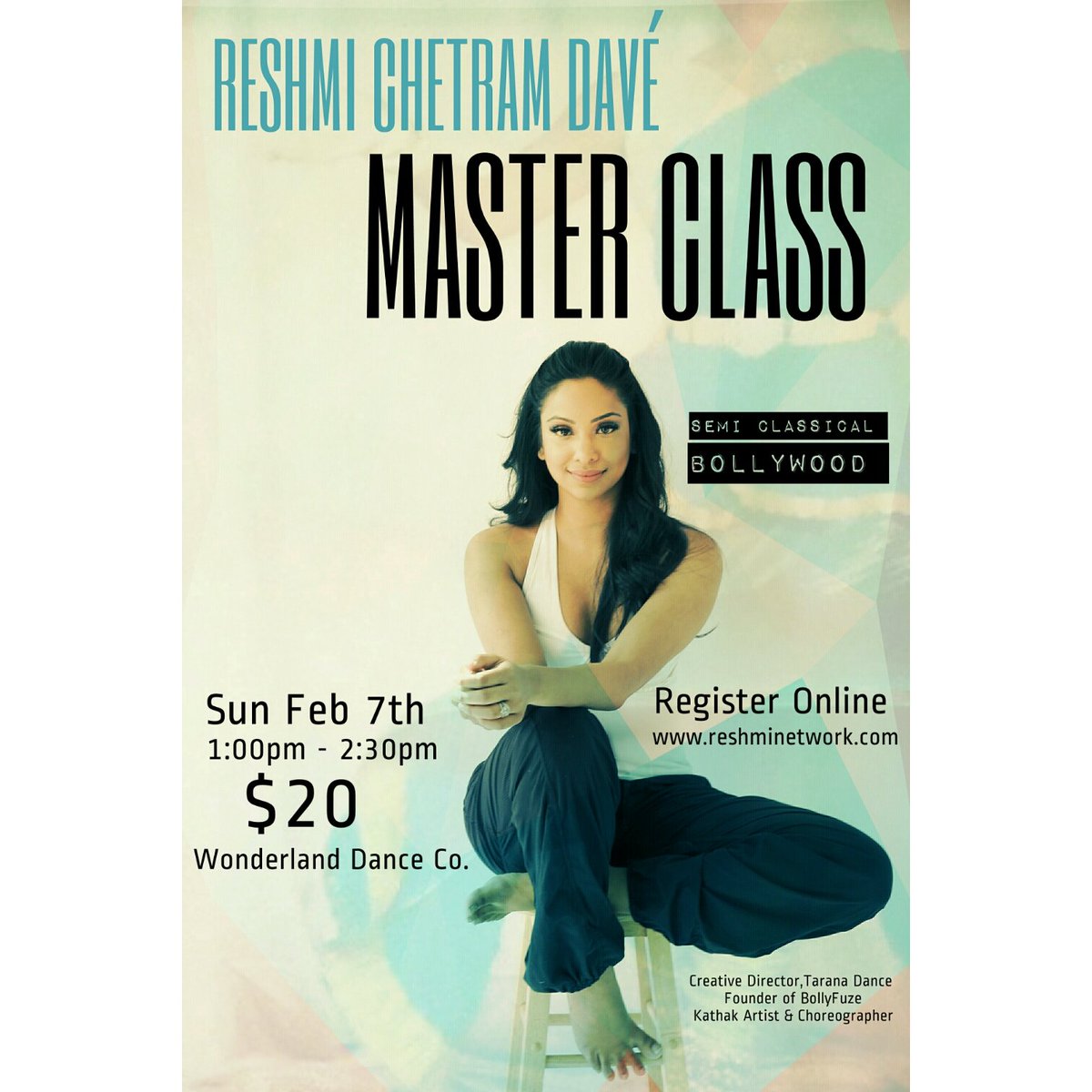reshmichetram's tweet photo. Open to all! Come on out and dance :) #masterclass #reshminetwork #BajiraoMastani https://t.co/mLvEo56IP8