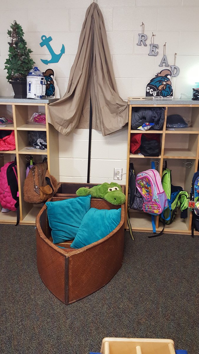 Day 14 #20DaysofTwitter  Mr. Johnson's great reading area. Now they can set sail with a good book.