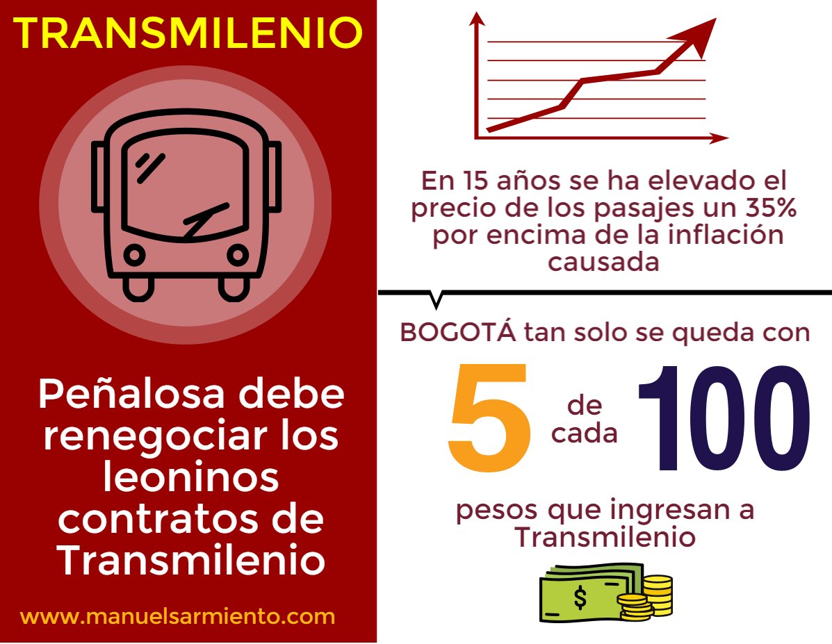 mjsarmientoa's tweet photo. "@EnriquePenalosa debe renegociar los leoninos contratos de #Transmilenio" @mjsarmientoa https://t.co/O29gs5zES8 https://t.co/z4jcshUQvb