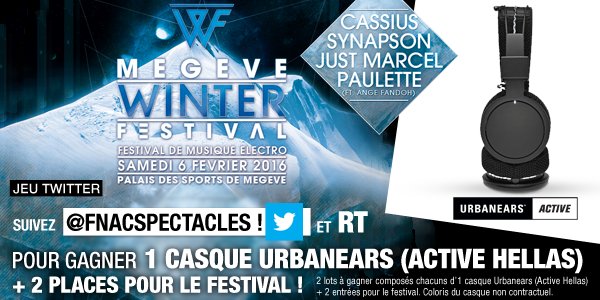 fnacspectacles's tweet photo. #JeuFS | Gagnez 2 places pour le Megève Winter Festival + 1 casque Urbanears
👉 Follow + RT → https://t.co/FRzmoD9Ke6 https://t.co/L52D4xdhYz