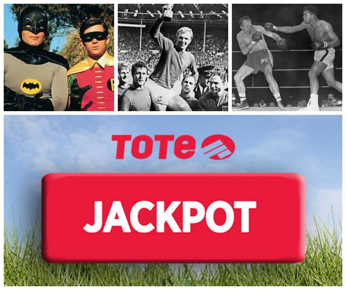 thetotecom's tweet photo. 1966: Adam West is Batman, England win the World Cup, Cassius Clay defeats Henry Cooper and the #ToteJackpot is born https://t.co/tJZkgE4eoX