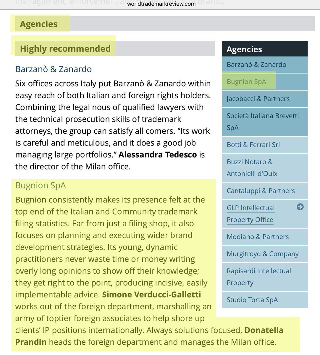 BugnionSpa's tweet photo. Bugnion SpA at the top of highly recommended IP Agencies, according to @WTR1000
@simone_svg @DonaPrandin https://t.co/bQHBS1L22c