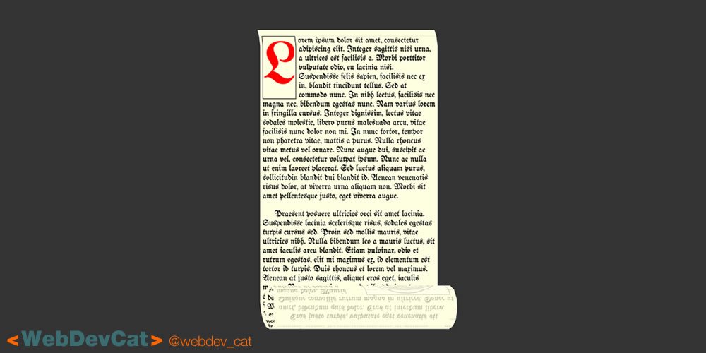 webdev_cat's tweet photo. Sense paraules ens ha deixat aquest pergamí de Lorem Ipsum en HTML+CSS+JS >
https://t.co/84Ut9CJlrn https://t.co/5yJeDcNDmb