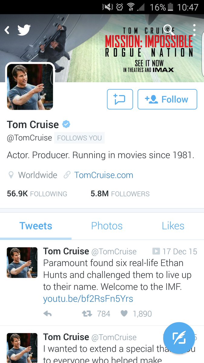 Pop_Fodder's tweet image. Ahh, @TomCruise follows us. He must be loving @SuperDigitalUK.
