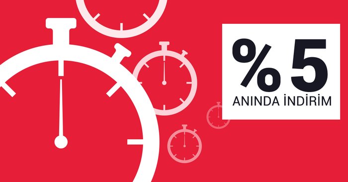 Bugüne özel %5 #indirim, 12.00 - 18.00 saatleri arasında sizi bekliyor! Yetişen kazanıyor! bit.ly/Anindaindirim