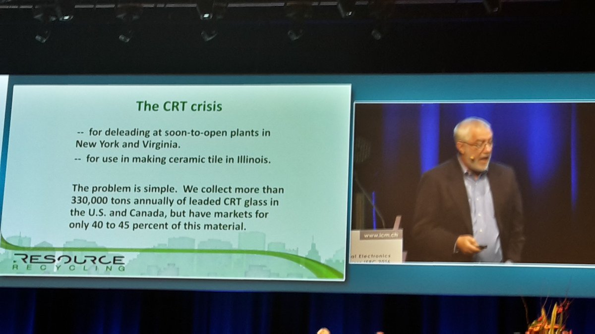 WorldLoopInt's tweet photo. Proper CRT treatment problem globally. US alone collects 300k+ tonnes/yr, demand for less than 50%. #IERC2016 https://t.co/tFTCQMPOS9