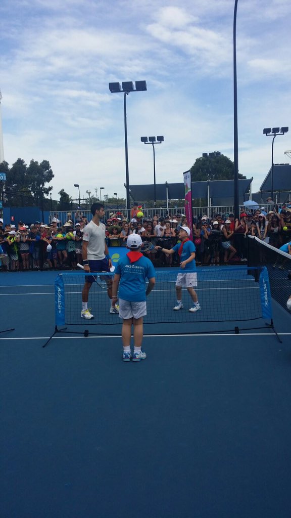 DjokerNole's tweet image. Loved this energy I've got from them just before my #ausopen start. Thanks @ANZ_AU