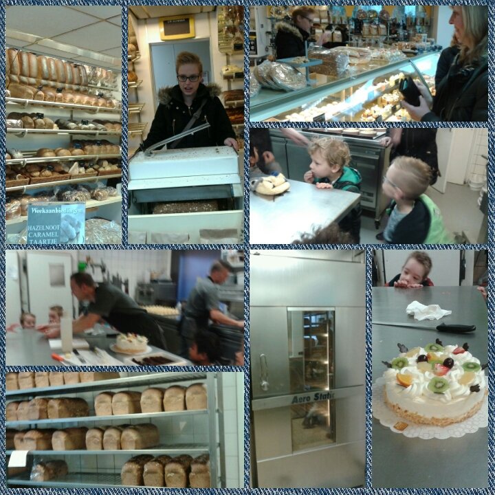 Vandaag heeft groep 1/2a een bezoek gebracht aan bakker Toet. De bakker maakte een lekkere taart. Erg leuk was het.