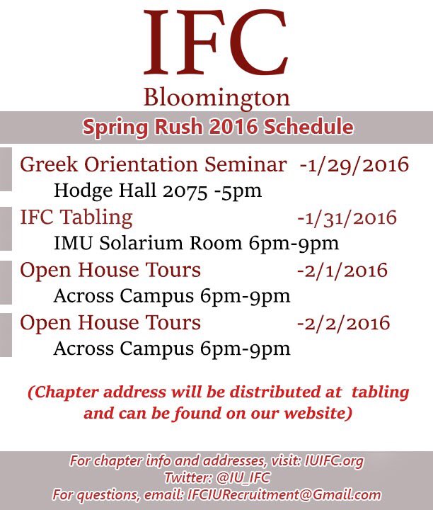 Check out the Spring rush schedule