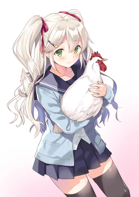 おとなしく抱っこされるニワトリって可愛いよね… 