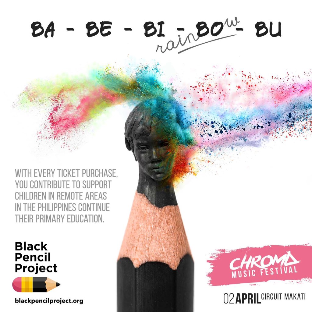 chromamusicfest's tweet photo. Each ticket makes a contribution to @PencilTreks to support indigenous Filipino kids' education.✏️🌈 #ChromaGivesBack https://t.co/n7i1lLST16