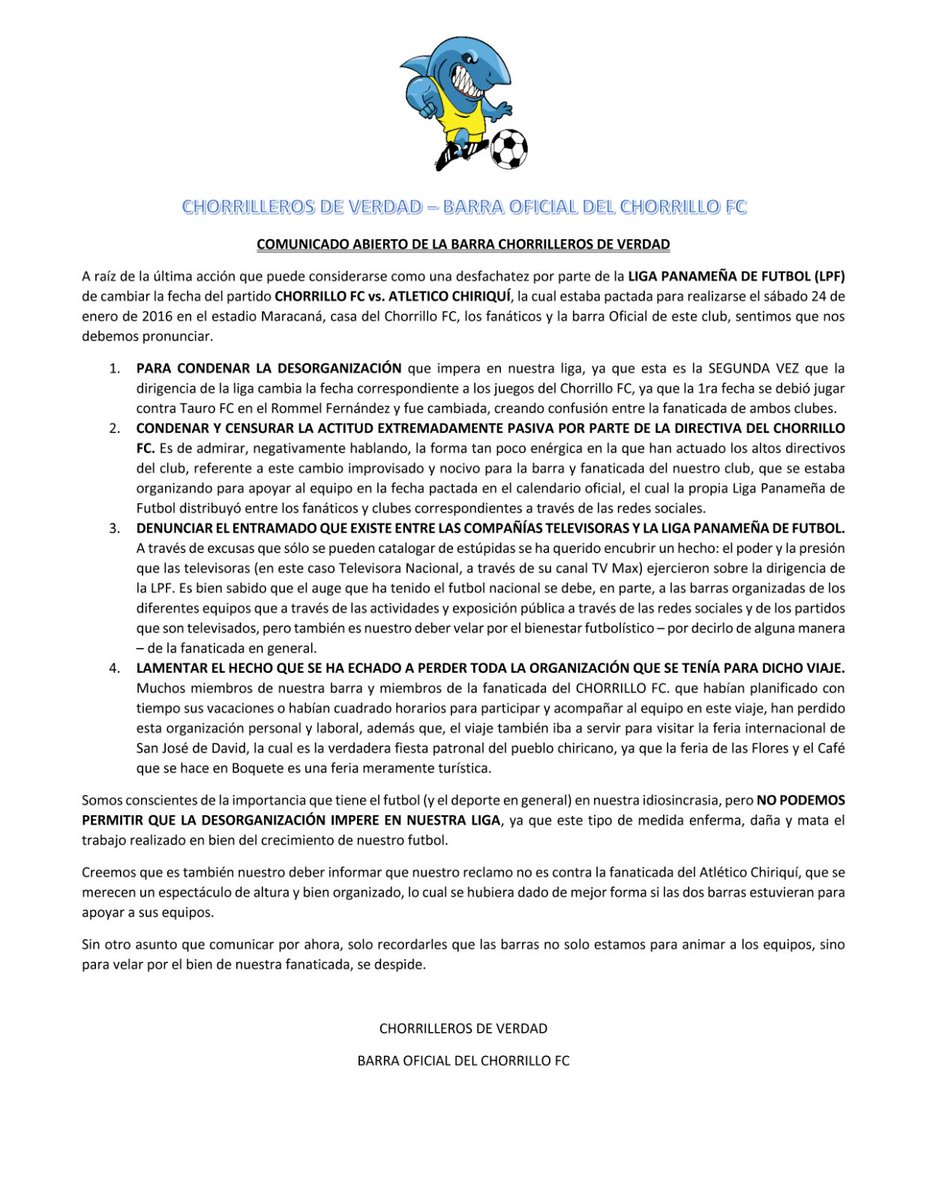 chorrillofans's tweet photo. Comunicado oficial de los CDV. https://t.co/fhjGxUPzda