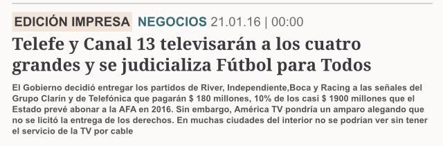 romerodiario's tweet photo. Sin licitación, Macri le entrega la crema del negocio del fútbol al Grupo Clarín. #MacriEsMagnetto https://t.co/tGuWNCoPzM