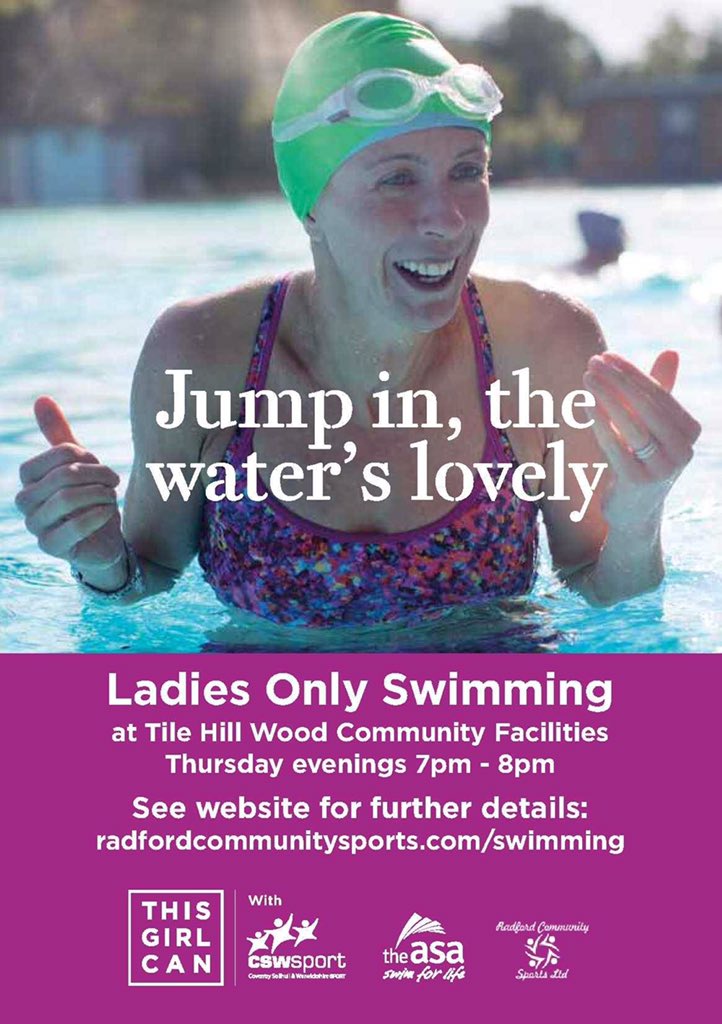 RadComSport's tweet photo. Ladies only swimming, tonight 7-8pm @CSWSport @tilehillwood @ASAaquatics @CovSport https://t.co/0ZNcd1Rs4e