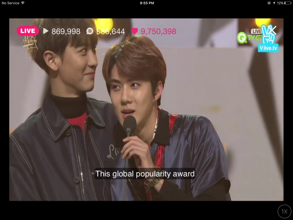 mrsparkangelica's tweet photo. Global Popularity Award ๐
#GlobalPopularityAward #EXO #Chanyeol #Baekhyun #Suho #Chen #DO #Sehun #GoldenDiskAwards https://t.co/OtRt3E51nc